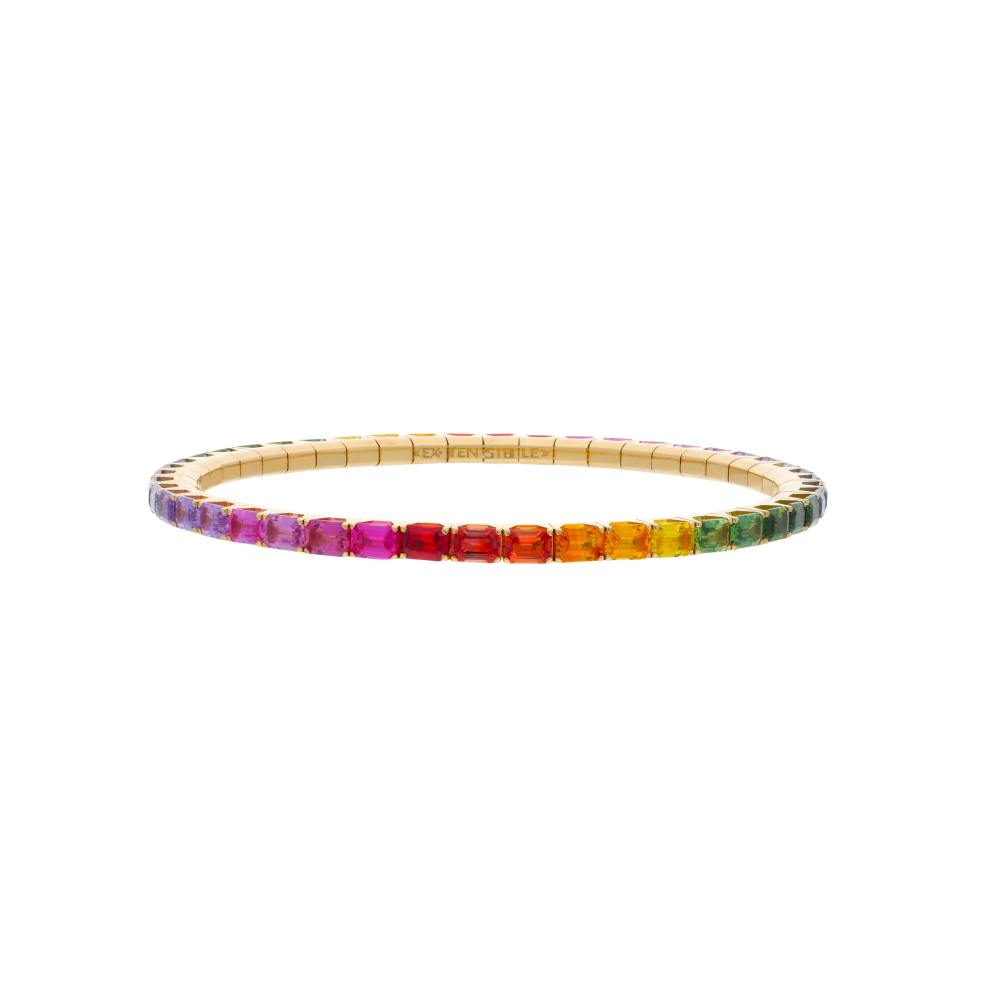 14 CT Emerald Cut Rainbow Stretch Bracelet