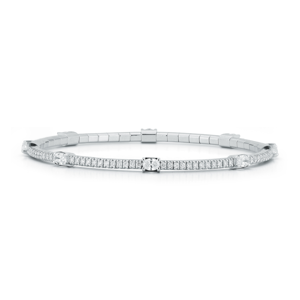 Round Oval Diamond Stretch Bracelet - 2 Carat Sizes