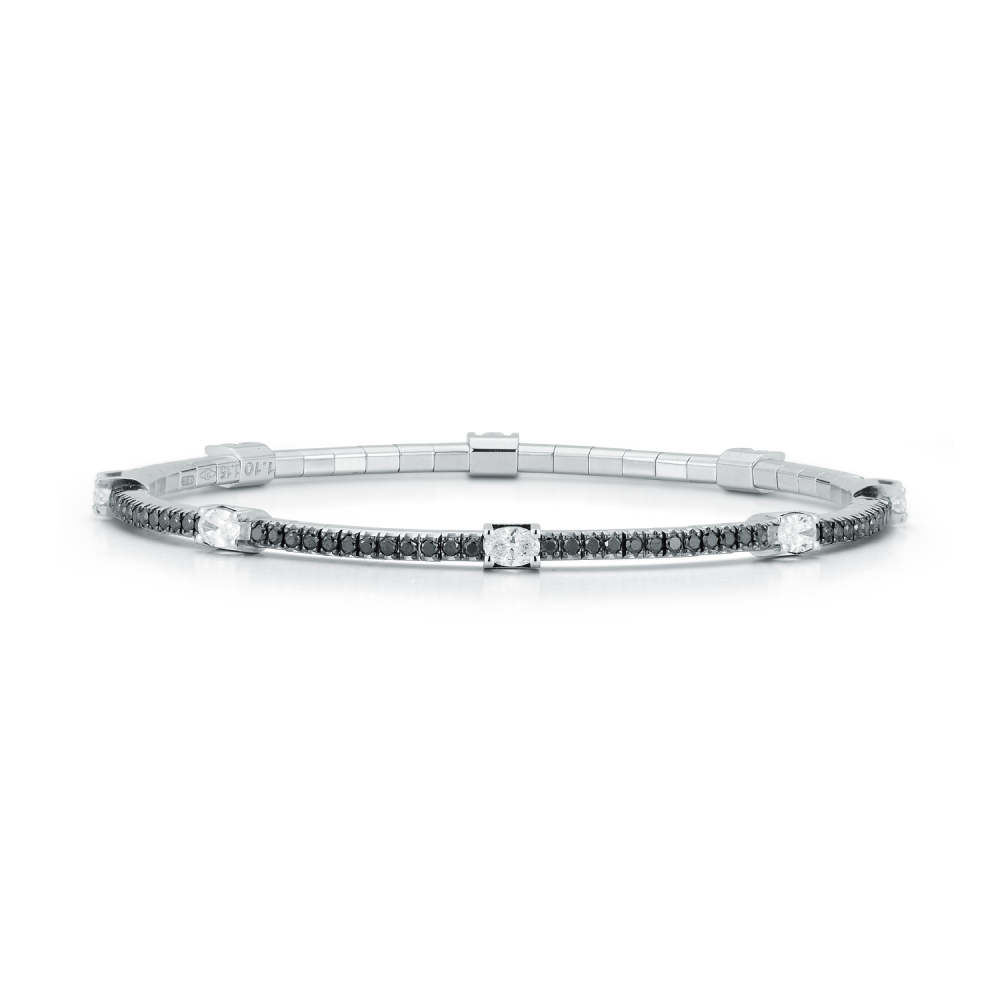 Black Oval Diamond Stretch Bracelet - 2 Carat Sizes