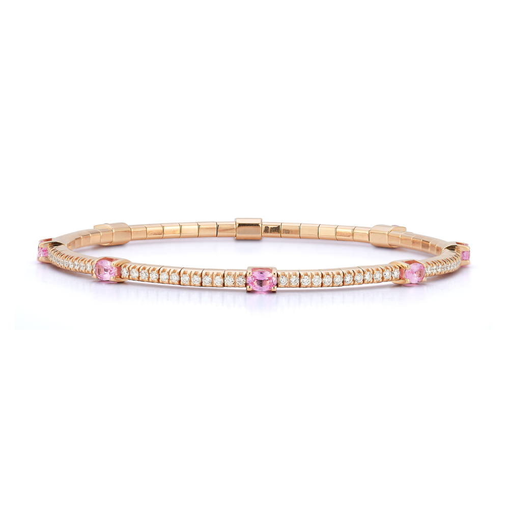 Dia Oval Pink Sapphire Stretch Bracelet