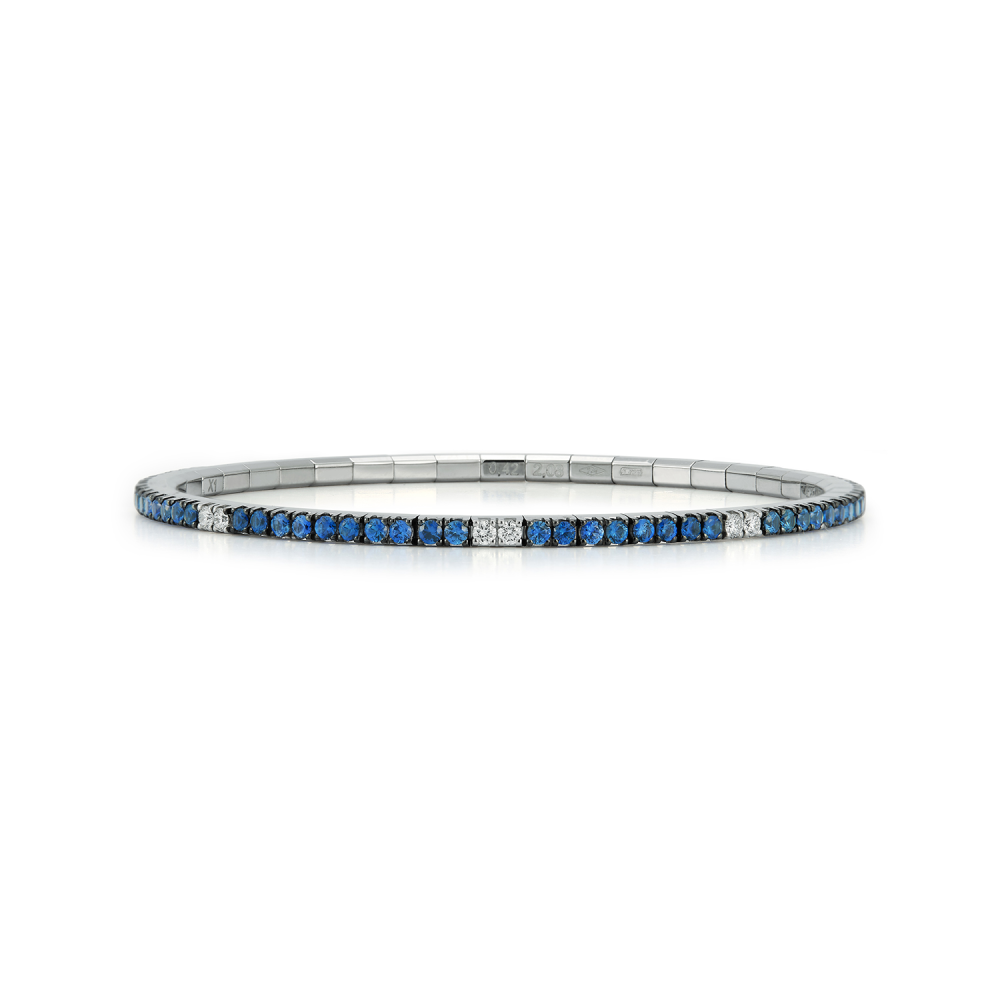 Blue Sapphire and Diamond Stretch Bracelet